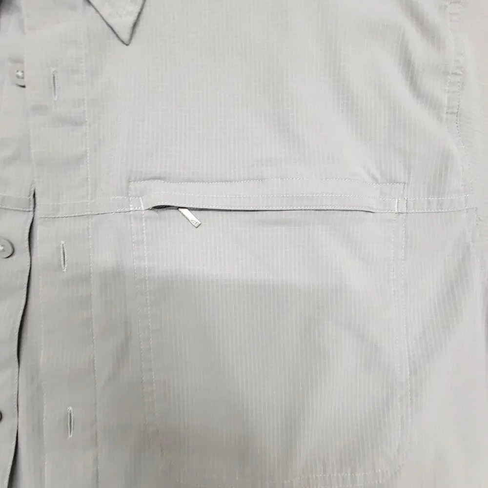 The North Face Mens XXL Gray Short Sleeve Hiking Vented Zip Pocket Trail Shirt